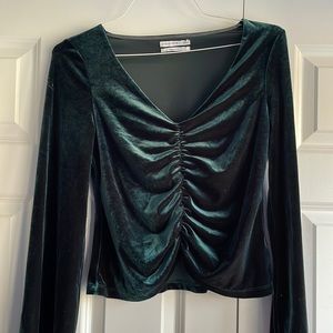 Urban Outfitters deep green velvet blouse